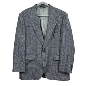 Stafford Mens Wool Blend Sports Coat Blazer 2 Button Vented Black White Blue 42R